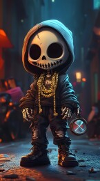 酷炫骷髅玩偶街头夜行