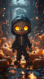 酷炫骷髅玩偶街头夜行