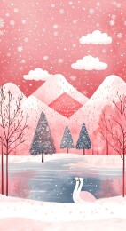 冬日雪景中的双鹅