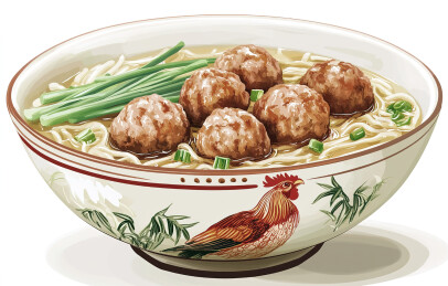 白色背景下碗中食物的高角度视图
