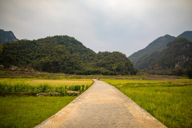中国云南文山坝美田园的风光