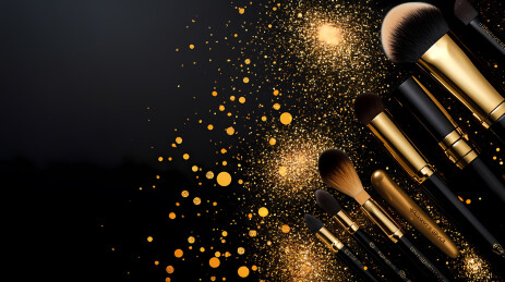 化妆刷黑金美妆背景