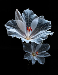 绽开的透明百合花黑色背景