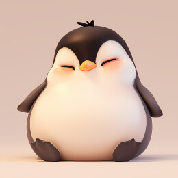 疲惫可爱的企鹅立体人物插画