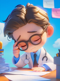 疲惫的医生3D立体人物插画