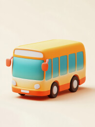 卡通风格的黄色巴士