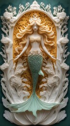 精致立体的美人鱼浮雕艺术作品