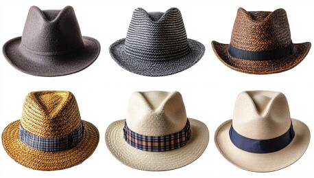 六顶奶油色软呢帽