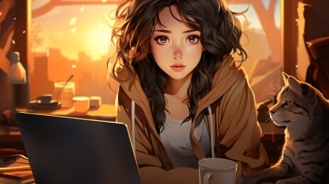 疲惫妈妈电脑工作