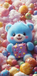 蓝色小熊卡通形象图