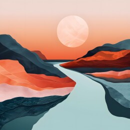 山川河流的抽象拼贴艺术作品