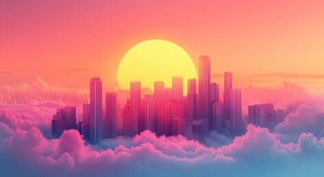 梦幻都市日落云海