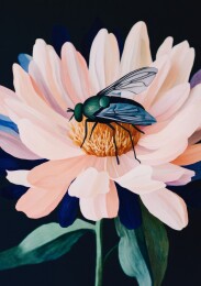 绿蝇花朵静物写实油画