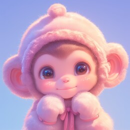 蓝背景下的萌趣小猴子