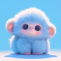 蓝背景下的萌趣小猴子