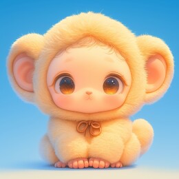 蓝背景下的萌趣小猴子