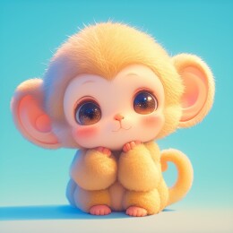 蓝背景下的萌趣小猴子