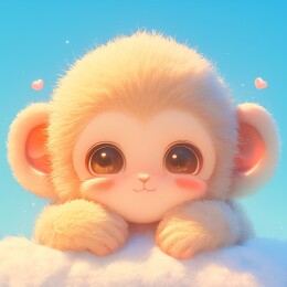 蓝背景下的萌趣小猴子