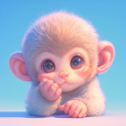 蓝背景下的萌趣小猴子