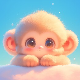 蓝背景下的萌趣小猴子