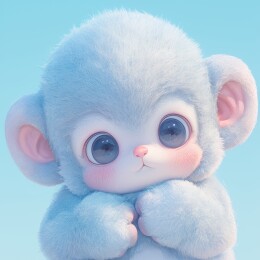 蓝背景下的萌趣小猴子