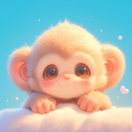 蓝背景下的萌趣小猴子