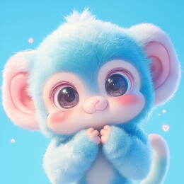 蓝背景下的萌趣小猴子