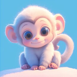 蓝背景下的萌趣小猴子