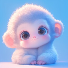 蓝背景下的萌趣小猴子