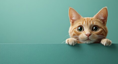 小猫探头可爱特写