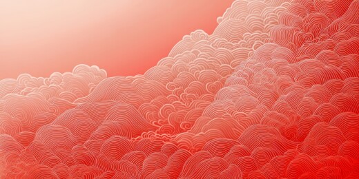 红色底纹的白色云纹图案