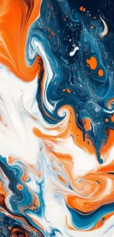 橙蓝白抽象画作特写