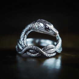 蛇头银戒设计独特