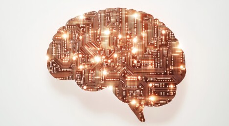 电路板上的大脑特写