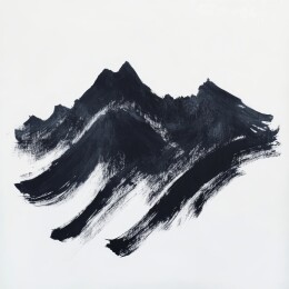 黑白山景绘画特写
