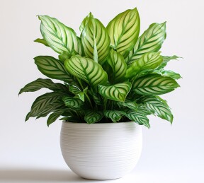 白盆绿植剪影