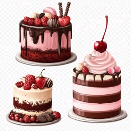 三款蛋糕透明背景