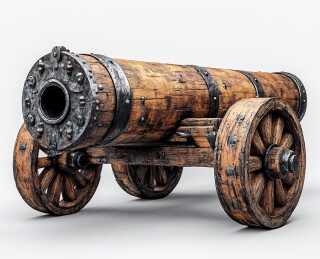 木铁制老式轮式火炮