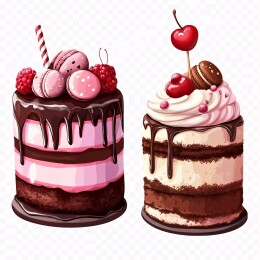 三款蛋糕透明背景