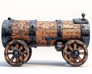 木铁制老式轮式火炮