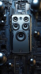 金属质感的多扬声器科技面板图