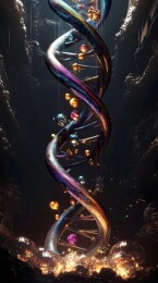 绚丽多彩的螺旋球体在空间中悬浮画面