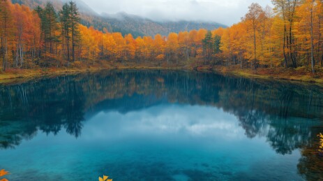 秋日湖光山色如画