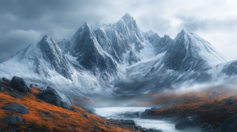 雪山下的静谧山谷