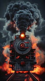 冒着黑烟复古蒸汽火车