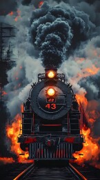 冒着黑烟复古蒸汽火车