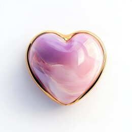 白底黄金镶嵌粉色心型宝石饰品3D立体插画