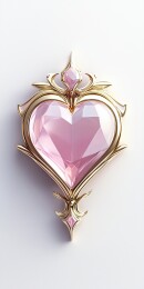 白底黄金镶嵌粉色心型宝石饰品3D立体插画