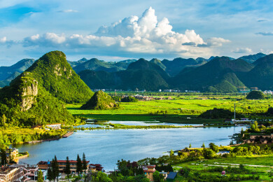 中国云南文山州丘北县普者黑风景区仙人洞村