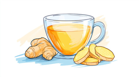 姜茶饮品手绘插画